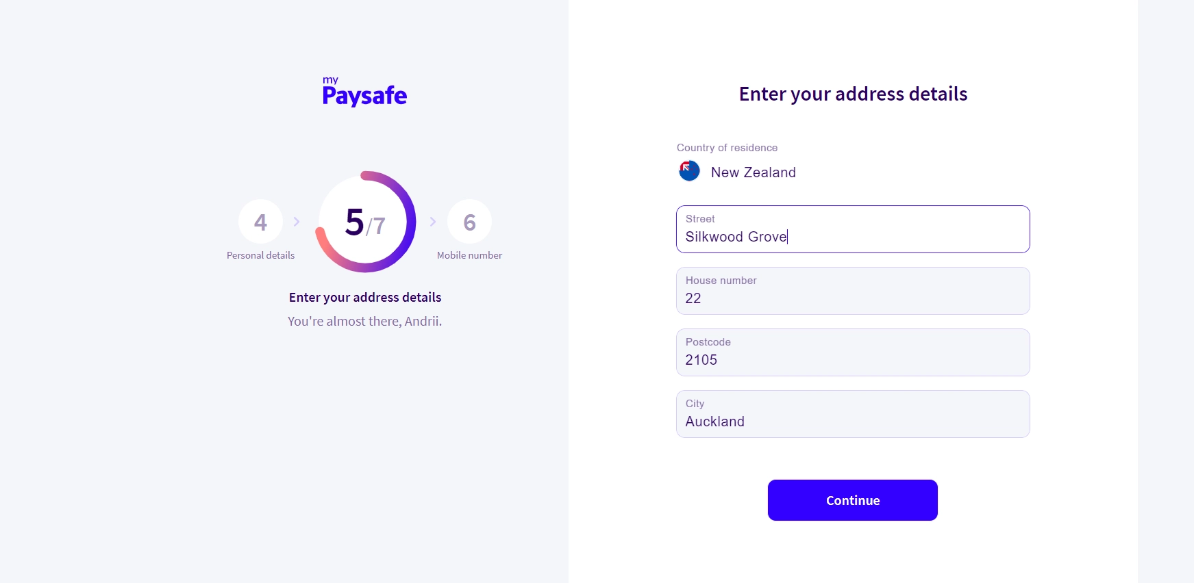 paysafecard registration step